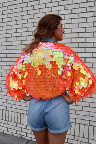 Cropped Mermaid Sequin Bolero Shrug  / Burning Man /  Rave Jacket / Plus Size