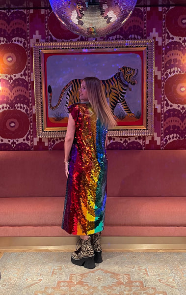 Rainbow Sequin Sleeveless Duster