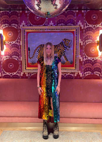 Hooded Rainbow Sequin Sleeveless Duster