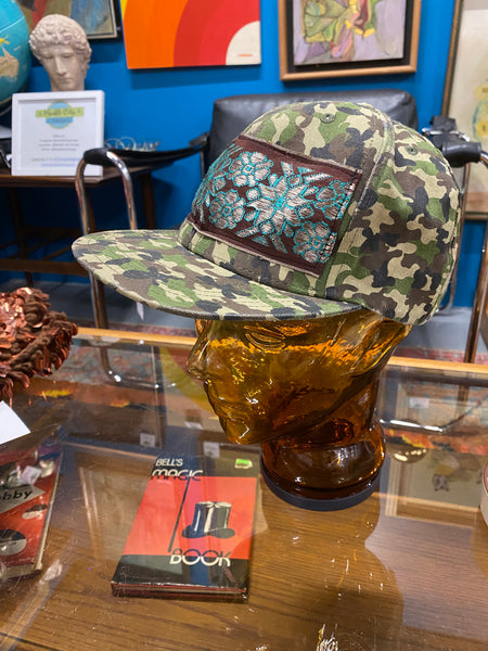 Camo Hat with Antique Sari Trim