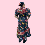 Butterfly Floral Puff Sleeve Dress