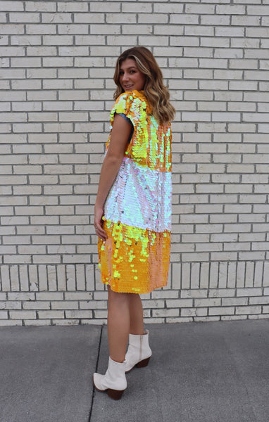 Orange and White Iridescent Sequin Vest