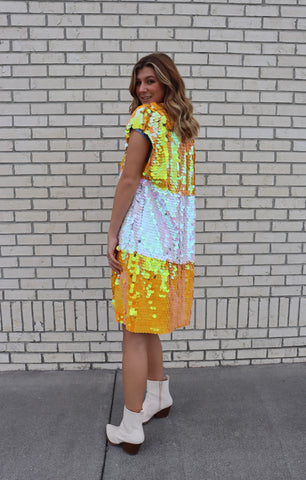 Orange and White Iridescent Sequin Vest