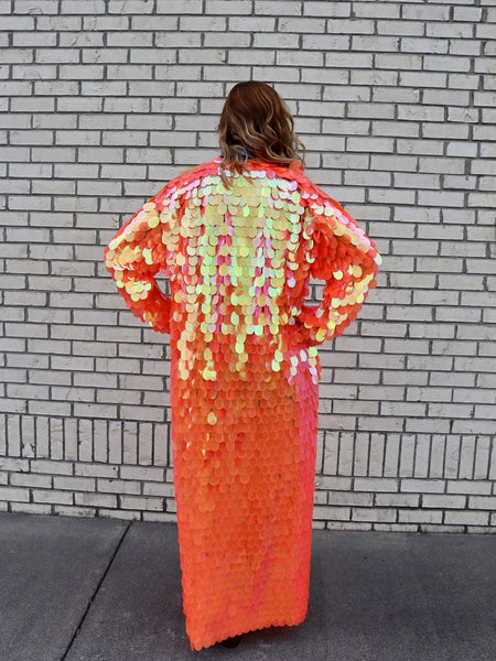 Iridescent Orange Sequin Duster