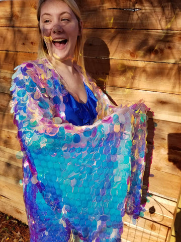 Sequin Kimono - Iridescent Paillette Sequin Mermaid Goddess Kimono Robe Bell Sleeve
