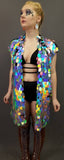 Holographic Silver Rainbow Sequin Kimono | Plus Size Kimono | Rave Kimono