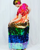 Rainbow Pride Sequin Kimono / Sleeveless Sequin Duster /Rave Kimono