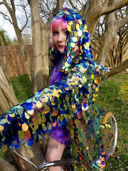 Iridescent Fire Sequin Kimono | Size Inclusive Kimono | Rave Kimono | Burning Man ⎪ Long Sleeve ⎪ Music Festival