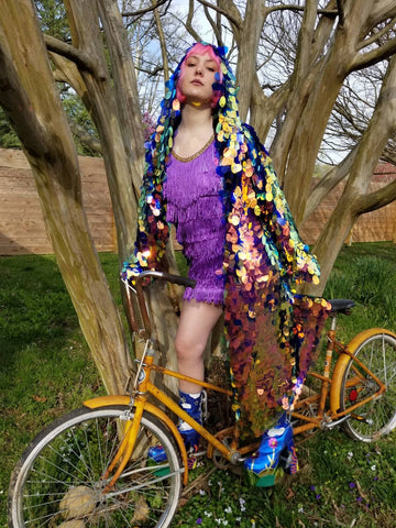 Iridescent Fire Sequin Kimono | Size Inclusive Kimono | Rave Kimono | Burning Man ⎪ Long Sleeve ⎪ Music Festival