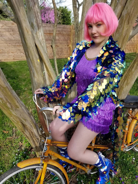 Iridescent Fire Sequin Kimono | Size Inclusive Kimono | Rave Kimono | Burning Man ⎪ Long Sleeve ⎪ Music Festival