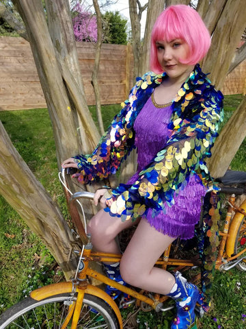 Iridescent Fire Sequin Kimono | Size Inclusive Kimono | Rave Kimono | Burning Man ⎪ Long Sleeve ⎪ Music Festival