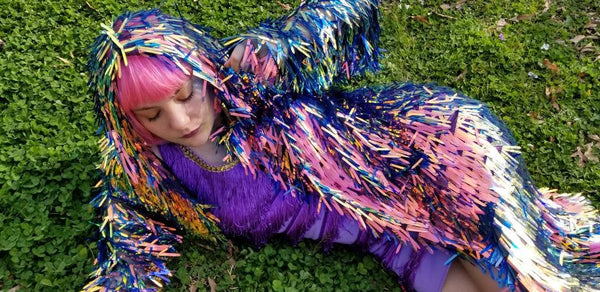 Fire Sequin Kimono / Long Sleeve Hooded Kimono / Maxi Length