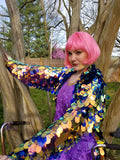 Iridescent Fire Sequin Kimono | Size Inclusive Kimono | Rave Kimono | Burning Man ⎪ Long Sleeve ⎪ Music Festival