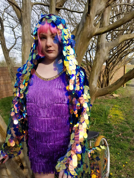 Iridescent Fire Sequin Kimono | Size Inclusive Kimono | Rave Kimono | Burning Man ⎪ Long Sleeve ⎪ Music Festival