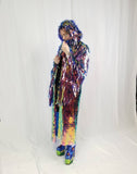 Iridescent Fire Rainbow Sequin Kimono | Size Inclusion Kimono | Rave Kimono⎪Long Wizard Bell Sleeve