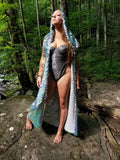 Holographic Glitter Iridescent Sequin Kimono / Hooded / Sleeveless / Maxi / Duster