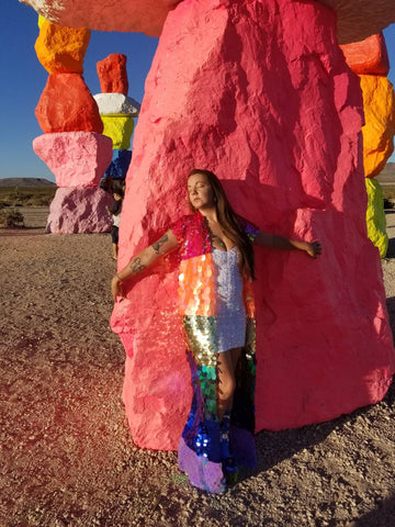 Rainbow Pride Sequin Kimono / Sleeveless Sequin Duster /Rave Kimono