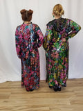 Hooded Floral Sequin Duster / Long Sheer Coat / Mesh Robe / Flower Lace Jacket / Sequin Kimono