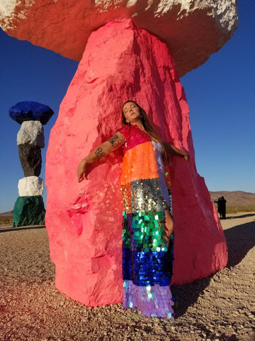 Rainbow Pride Sequin Kimono / Sleeveless Sequin Duster /Rave Kimono