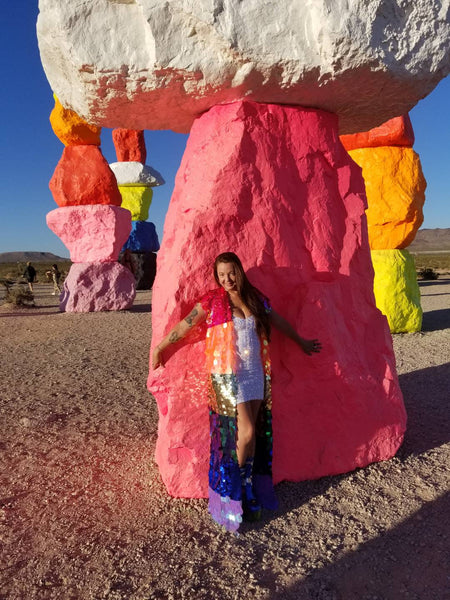 Rainbow Pride Sequin Kimono / Sleeveless Sequin Duster /Rave Kimono