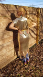 Gold Sequin Fringe Wrap Dress / New Years Eve / Holiday 2020 Midi Dress