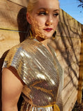 Gold Sequin Fringe Wrap Dress / New Years Eve / Holiday 2020 Midi Dress