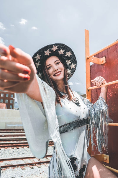 Sequin Fringe Crop Shrug Jacket