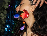 Rainbow Sequin Dangle Chandelier Eco Upcycled Earrings