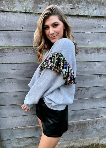 Sequin Ruffle Sustainable Sweatshirt