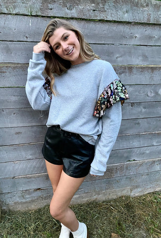 Sequin Ruffle Sustainable Sweatshirt