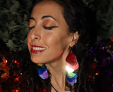 Rainbow Sequin Dangle Chandelier Eco Upcycled Earrings