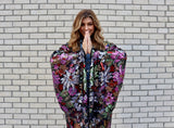 Lace Floral Sequin Bell Sleeve Kimono