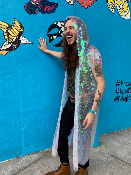 Translucent Iridescent Hooded Vest