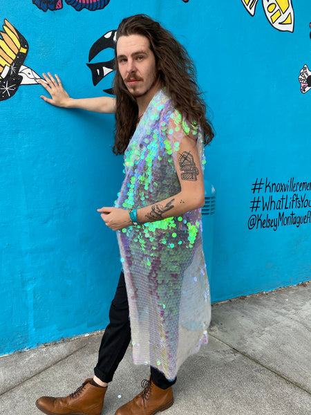 Translucent Iridescent Hooded Vest