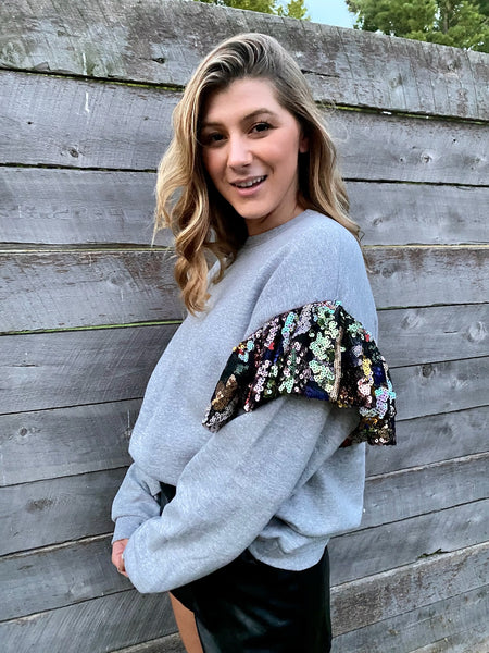 Sequin Ruffle Sustainable Sweatshirt