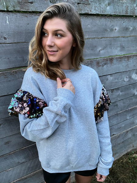 Sequin Ruffle Sustainable Sweatshirt
