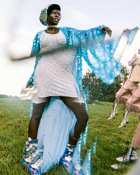 Ice Blue Bell Sleeve Kimono