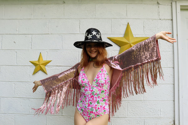 Sequin Fringe Crop Shrug Jacket