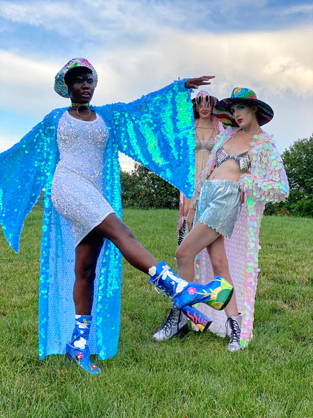 Ice Blue Bell Sleeve Kimono