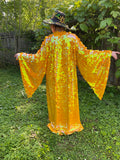 Iridescent Goldenrod Jumbo Sequin Kimono Festival Robe Plus Size Unisex