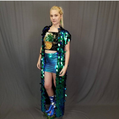 Sleeveless Green Sequin Vest