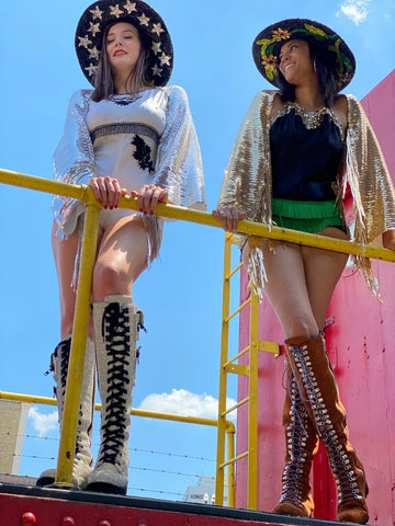 Vintage Sequin Wide Brim Hat - Sunflower