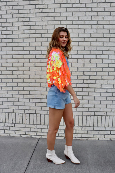 Cropped Mermaid Sequin Bolero Shrug  / Burning Man /  Rave Jacket / Plus Size