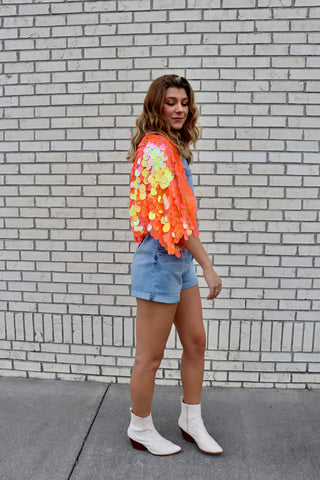 Cropped Mermaid Sequin Bolero Shrug  / Burning Man /  Rave Jacket / Plus Size