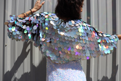 Cropped Mermaid Sequin Bolero Shrug  / Burning Man /  Rave Jacket / Plus Size