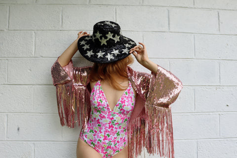 Sequin Fringe Crop Shrug Jacket