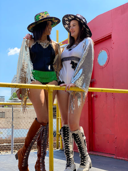 Sequin Fringe Crop Shrug Jacket