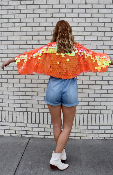 Cropped Mermaid Sequin Bolero Shrug  / Burning Man /  Rave Jacket / Plus Size